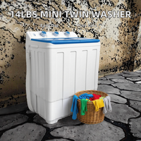Lave-linge portable semi-automatique à double cuve avec boîtier en plastique, pompe de vidange compacte et silencieuse pour la maison et le camping