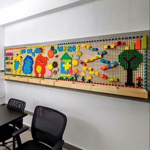 Panneau mural éducatif en bois pour enfants, jeu STEM personnalisé, avec blocs de construction en EVA pour la maternelle - Product Image 1