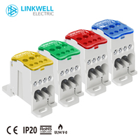 Bloque de Terminales de Distribución de Contacto de Cobre con Certificación CE, Conector de Entrada Múltiple y Salida Única, 80A 690V IP20 Linkwell LK80A 1 Pin