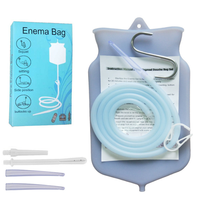 Kit de lavement réutilisable en silicone 2L avec poche pour café et eau, nettoyage par lavement, tuyau en silicone de 2 m de long, douche anale pour femmes et hommes
