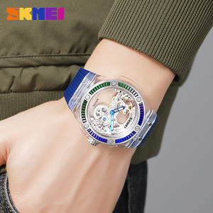 Reloj de Negocios a la Moda para Hombre SKMEI M032 de Lujo Dorado, Diseño Esqueleto Automático y Mecánico con Correa de Acero Inoxidable y Cristal, Estilo Masculino - Product Image 5