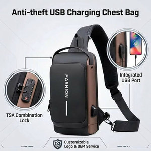 Bolso <span class=keywords><strong>Bandolera</strong></span> Multifuncional Impermeable de Moda, de Alta Calidad, Antirrobo, con Puerto USB, Bolso Cruzado Deportivo para <span class=keywords><strong>Hombre</strong></span> - Product Image 1