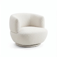 Fauteuil d'appoint pivotant moderne en tissu, fauteuil de salon individuel rembourré et courbé, fauteuil de détente rotatif rond pour salon et hôtel