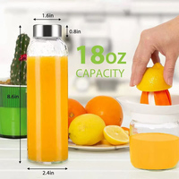 Bouteilles en verre transparent réutilisables de 18 oz avec couvercles, ensemble de 8 bouteilles à jus, pots à boisson
