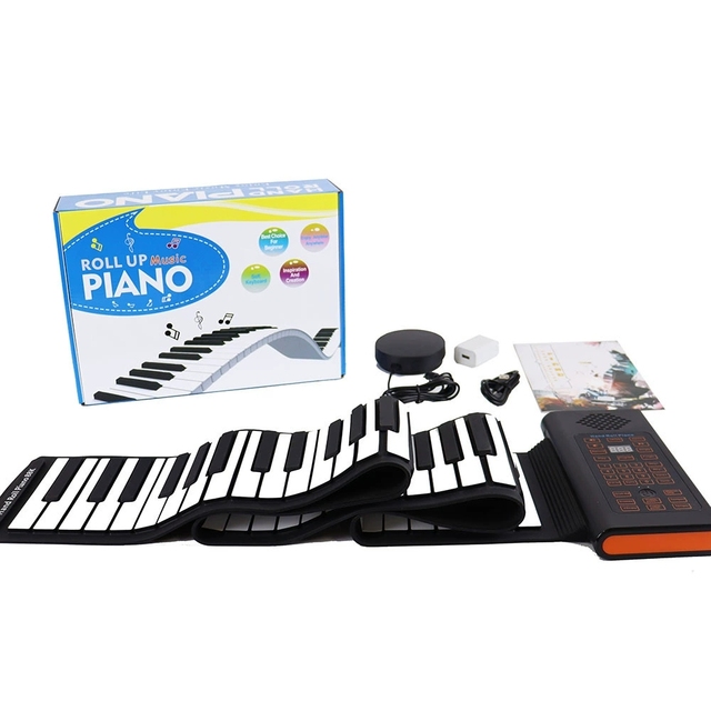 Hand Roll Piano 88 Keys Midi Soft Silicone Keyboard Multifunction Beginner Portable Folding