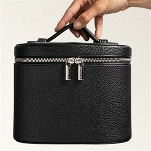 Borse cosmetiche in pelle PU tondino con scomparti rimovibili borsa da toilette <span class=keywords><strong>Make</strong></span> <span class=keywords><strong>up</strong></span> Organizer con divisore e manico - Product Image 2