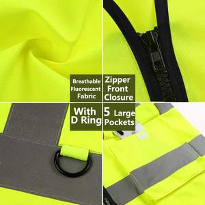 2025 XXL bleu Zip-gilet de sécurité avant 5 poches LED Flash haute visibilité hiver uniforme veste veste souple Logo personnalisable - Product Image 2