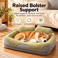 Fournitures pour animaux de compagnie en gros : Lit pour chien en peluche, canapé pour animaux avec mousse alvéolée et rebord surélevé pour chiens et chats