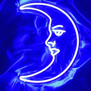 蓝色新月柔性霓虹灯带12v发光二极管丙烯酸霓虹灯标志