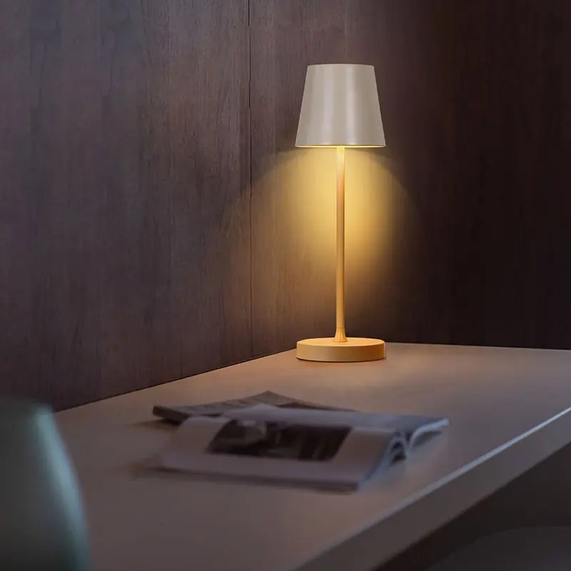 Light Luxury Vintage Metal Touch Sensor Dimmer Hotel Bedside Living Room Study Reading LED Light Cordless Mushroom Table Lamp