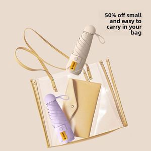 Paraguas Mini de Doble Uso para Sol y Lluvia para Mujer, 50% Plegable, Ligero y Compacto con Protección UV y Revestimiento Negro para Viajes - Product Image 3