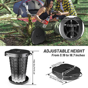 Toilette de camp pliable de voyage en plein air de grande taille Chaise de toilette portable pliante en plastique pour le camping - Product Image 6