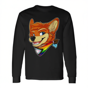 Camiseta de Manga Larga Unisex con Estampado Digital de Progress Pride de Furry Fox, Cuello Redondo, Ropa Promocional, Talla Adulto - Product Image 2