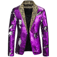 Veste blazer à col châle et à paillettes bling pour hommes, blazer de smoking pour fête de marié, DJ, discothèque et bal de fin d'année