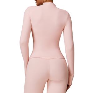 Fermeture éclair à manches longues loisirs de plein air Fitness sport <span class=keywords><strong>veste</strong></span> automne <span class=keywords><strong>hiver</strong></span> course séchage rapide respirant Yoga <span class=keywords><strong>veste</strong></span> - Product Image 2