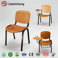 Chaise d'étude en bois pour salle de réunion scolaire avec tablette d'écriture pliable