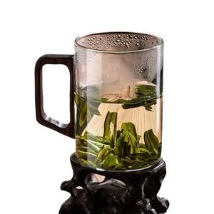 Taza de té de vidrio Miji con asa de madera, resistente a altas temperaturas, para uso en oficina, juego de una sola taza - Product Image 4