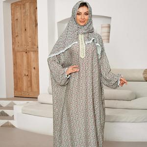Zifeng OEM nouvelle mode musulmane dubaï arabe moyen-orient dame dentelle à capuche imprimé Robe Robe <span class=keywords><strong>de</strong></span> <span class=keywords><strong>prière</strong></span> - Product Image 6