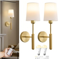 Lampe murale sans fil à LED de style américain, alimentée par batterie, avec abat-jour en tissu, idéale pour les couloirs d'hôtel, les salons et les chevets.