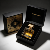 Boîte cadeau rigide magnétique noire personnalisée pour parfum, estampillée à chaud or, emballage de luxe pour flacon de parfum