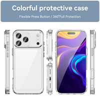Coque transparente antichoc 2-en-1 en TPU souple et PC rigide pour iPhone 16, 17, 18 Pro et Pro Max – Meilleure vente