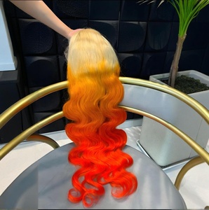 Mới Tùy Chỉnh Mùa Thu Bộ Sưu Tập Màu Vàng Cam Brazil Tóc Phía Trước Tóc Giả Cơ Thể Wave13 x 4 13X6 Con Người Tóc Ren Phía Trước Tóc Giả Cho Phụ Nữ - Product Image 4