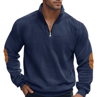 Pull à col montant zippé pour homme, couleur unie, style décontracté vintage, ample, manches longues, respirant, écologique, numérique