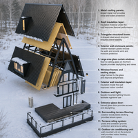 Kit de maisonnette préfabriquée étanche en bois, bureau, bâtiment à ossature métallique, cabane triangulaire pour atelier ou studio en arrière-cour