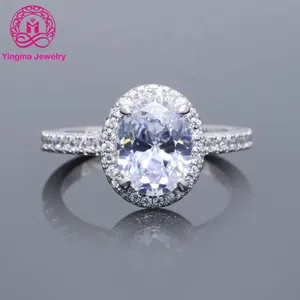 2ct oval stone ring sterling silver 925 gold plated rings VVS moissanite excellent cut oval moissanite ring for gift