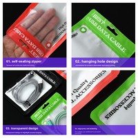 Sacs d'emballage personnalisables en OPP mat nacré refermables pour câbles de données USB, écouteurs et accessoires de téléphone