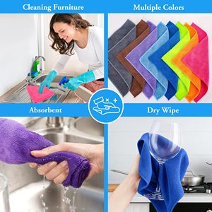 Chiffon de nettoyage en microfibre carré réutilisable à absorption d'eau supérieure pour la cuisine, la voiture et la vaisselle - Antibactérien et écologique - Product Image 3