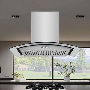 Échappement mural en verre trempé en forme d'arc à commande tactile avec grand débit d'air en acier inoxydable pour la maison et le camping-car. - Product Image 5