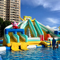 AOYU Aquaparc Géant Commercial pour Enfants, Aire de Jeu Gonflable Extérieure, Parc Aquatique avec Toboggans et Piscines, Montage Facile