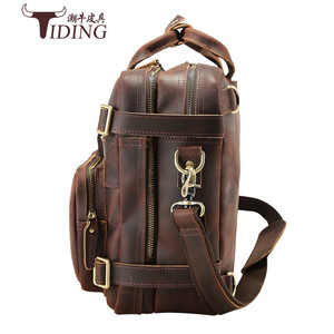 Tiding Genuine Leather Men's <b>Briefcase</b> 16-inch Laptop Bag Large Capacity Business Bag With Detachable Handle - Product Image 2