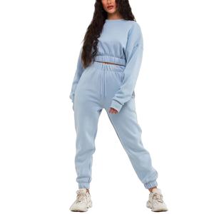 Vente flash, vêtements de rue tendance, survêtement pour femmes, 2 pièces, survêtement personnalisé pour femmes, 100% coton, molleton français, ensemble de sweat-shirt à capuche court pour femmes - Product Image 1