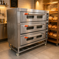 Commerciële bakkerijapparatuur Elektrische 3-dekken bakoven Gasoven voor cake, pizza en brood voor restaurants