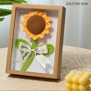 Accesorios de Decoración para el Hogar y Hoteles, Hechos a Mano con Ganchillo, Marco de Fotos de Girasol Tejido Personalizado - Product Image 2
