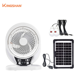 Mini ventilateur de bureau 7 pouces avec lumière LED, batterie lithium 5400 mAh, panneau solaire en plastique, <span class=keywords><strong>2</strong></span> ampoules, ventilateur solaire rechargeable - Product Image 1