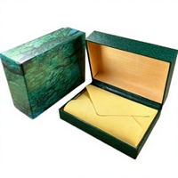 Étui à montre rectangulaire en papier respirant et écologique, en cuir vert transparent, avec rabat, série GMT SUB, modèle cadeau Hongjia