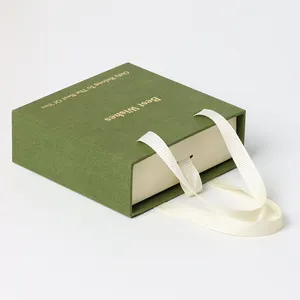 Lujo logotipo personalizado cajón deslizante papel cartón collar pulsera joyería caja de regalo embalaje con asa