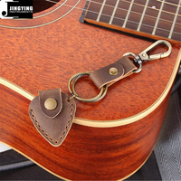 Jingying 2026 Factory Wholesale Simple Keychain-style Leather Guitar Pick Storage Bag String Instrument Guitar Parts&Accessories