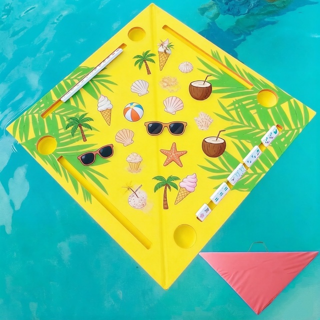 Foldable Game Floating Tray square Mahjong Table Domino Pool Beach Water Swimming Party Sport Game Collectible with CarryingCase