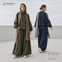 Ensemble de vêtements de sport décontractés en deux pièces, veste zippée, pantalon large, tenue de sport à rayures contrastées, OEM ODM