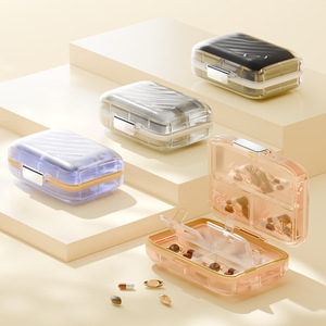 Portable food-grade pillbox <b>with</b> <b>lid</b>, multi-compartment medicine storage <b>box</b> for 7 days, light-proof <b>small</b> pillbox - Product Image 1