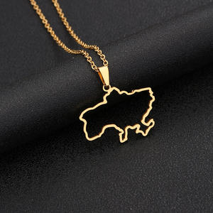 2024 carte <span class=keywords><strong>du</strong></span> <span class=keywords><strong>monde</strong></span> collier en acier inoxydable pendentif collier ukrainien Continents clavicule charme jour de la terre cadeau pour la vente en gros - Product Image 4