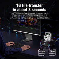 FIDECO Stock ABS 2 Bay Hard Disk Docking hingga 22TB SATA HDD SSD Offline kloning duplikator dengan RGB