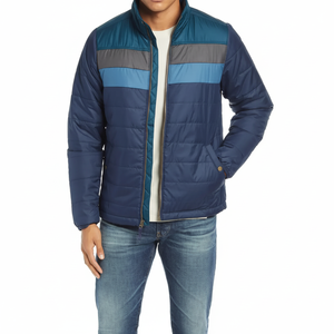 Chaqueta de exterior de hombre con logotipo personalizado de gran venta para invierno y acolchada de tela con cuello de burbuja con capucha de poliéster impermeable - Product Image 1