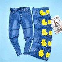 Jean en denim extensible à taille élastique pour homme, coupe droite classique, pantalon décontracté pour usage quotidien, 6,5 dollars GZL001 taille 30-40