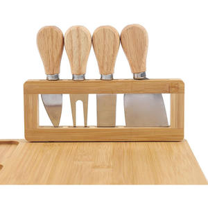 Plateau de service en bambou grand format, multifonctionnel, résistant au lave-vaisselle, pour charcuterie, fromages et viandes, avec ensemble de couteaux – Vente Flash - Product Image 4