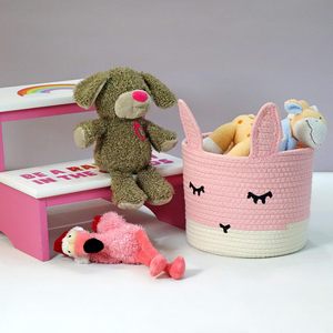 <span class=keywords><strong>Panier</strong></span> de rangement rond <span class=keywords><strong>pour</strong></span> la lingerie et les jouets, motif lapin rose mignon, <span class=keywords><strong>pour</strong></span> chambre d'enfant, 10x10x8 pouces - Product Image 5